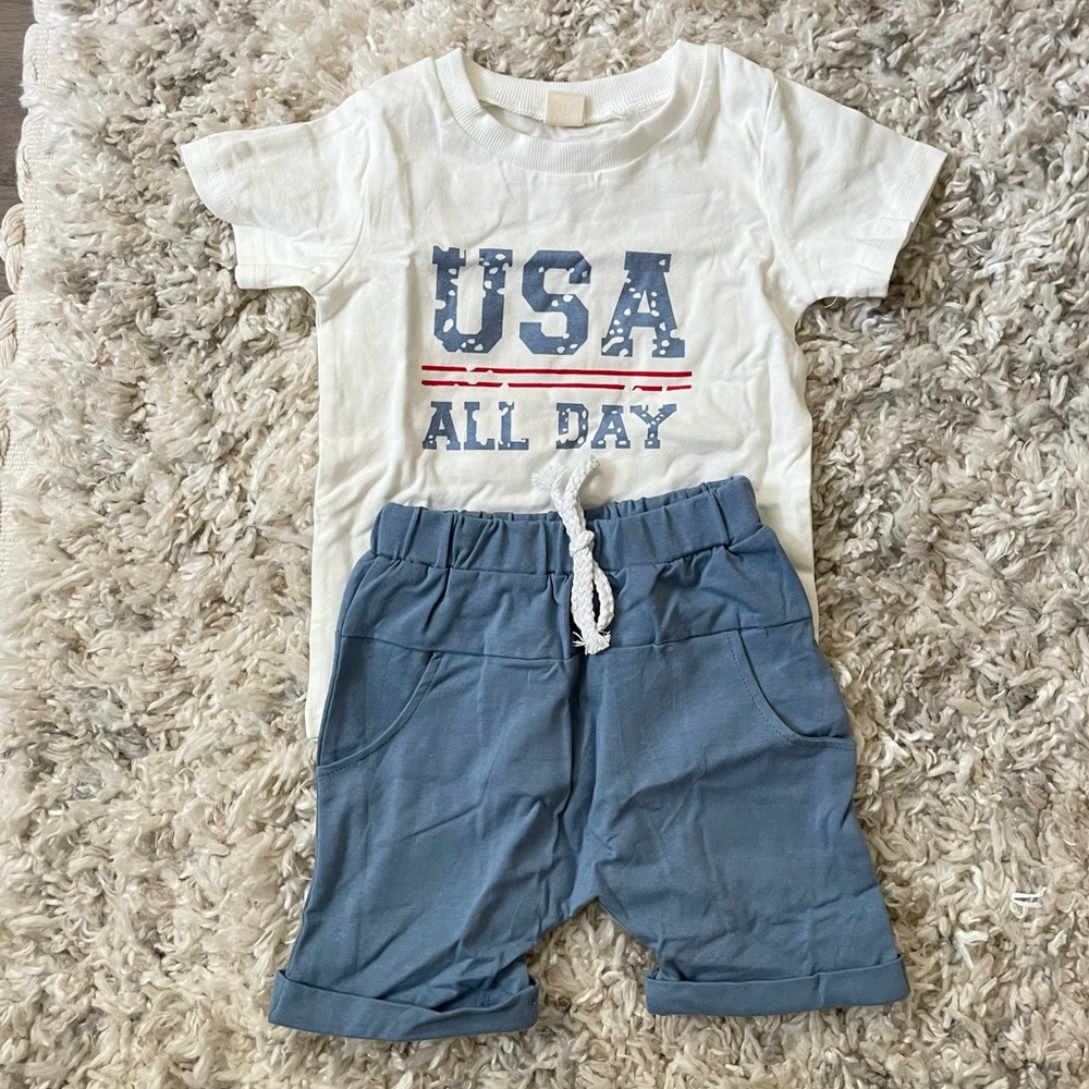 USA tee and shorts set 24m